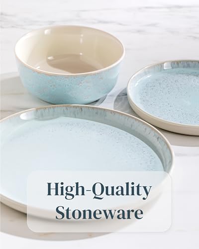 Stoneware Coffee Mug Set of 4, Stylish Modern Beige-Blue Cups, 14.5 Oz Ceramic, Dishwasher and Microwave Safe, Solid Mediteran Set - color: beige / beige-blue, size: Mugs (4x)
