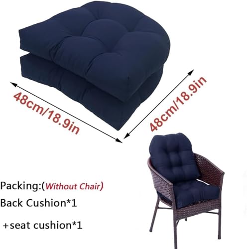 2 Pack Patio Chair Cushion 19x19x3 Inch Indoor & Outdoor Chair Cushions Waterproof Seat Cushion for Patio Furniture Tieless Anti-Slip Tufted Chair Cushion(Navy Blue) - color: Navy Blue