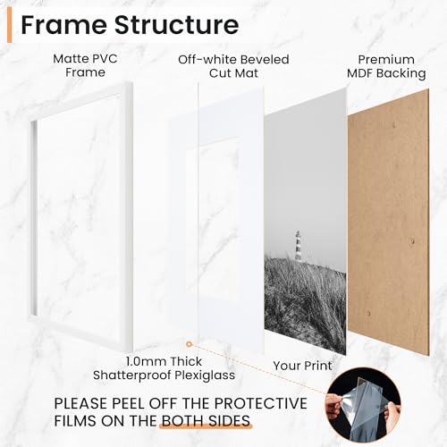 4x6 inch Picture Frame, 4x6 Photo Frames with 3.5x5 Removable Mat - High Definition Plexiglass - Vertical and Horizontal Display - Wall Hanging Frame - White, 12 Pack - color: White, size: 4x6, 12P