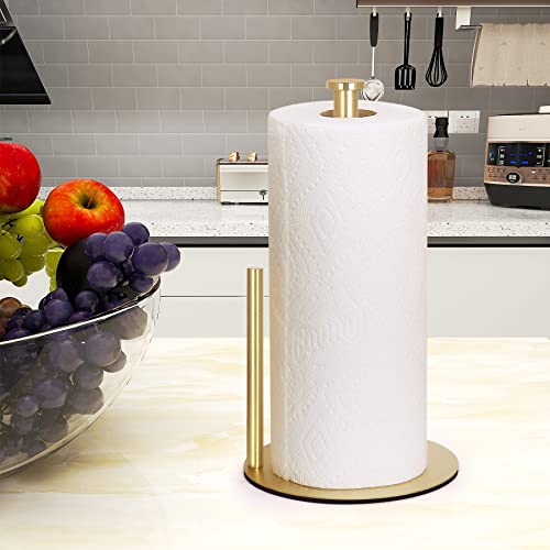 OBODING Gold Countertop Paper Towel Holder, Stainless Steel, Modern Kitchen and Bathroom Organization - color: Gold