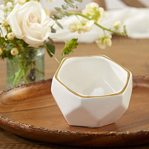 Kate Aspen Geometric Ceramic Planters Decorative Bowls, Small & Medium (Set of 2) , White - size: Small & Medium