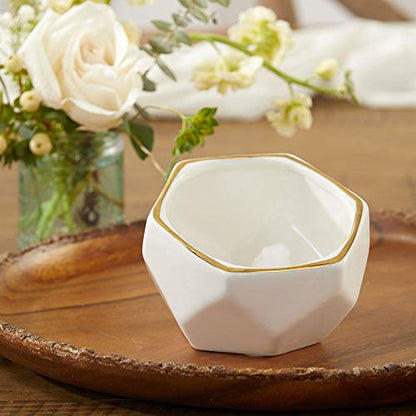 Kate Aspen Geometric Ceramic Planters Decorative Bowls, Small & Medium (Set of 2) , White - size: Small & Medium