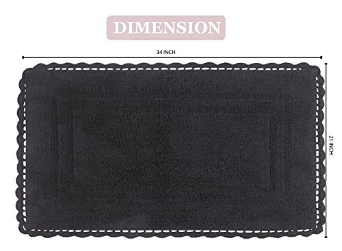 Home Weavers Casual Elegance Reversible Bathmat 100% Cotton Bathroom Rugs Set, Washable Rug, Extra Soft and Absorbent Bath Rug, Kitchen Mat, Bath Mat Set, Non Slip Mat, 21"x34" Rectangle, Gray