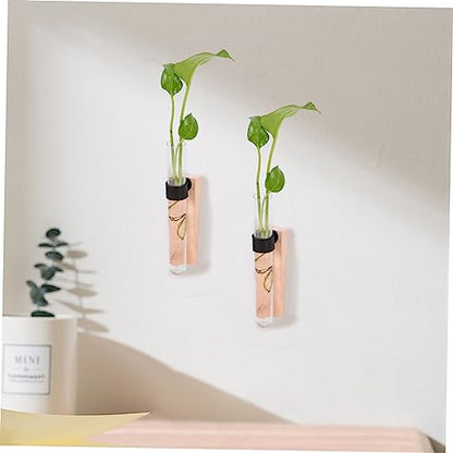 Happyyami Hanging Hydroponic Planter Set Air Plant Wall Holder Indoor Plant Vase Wall Mount Propagation Station