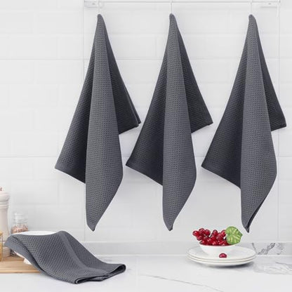 Homaxy 100% Cotton Oversized Waffle Weave Kitchen Towels 6-Pack, Dark Grey | 20 x 28 Inches, Ultra Soft Absorbent Dish Towels, Quick Drying Large Cleaning Towels - color: Dark Grey, size: 20 X 28 - 6 Pack