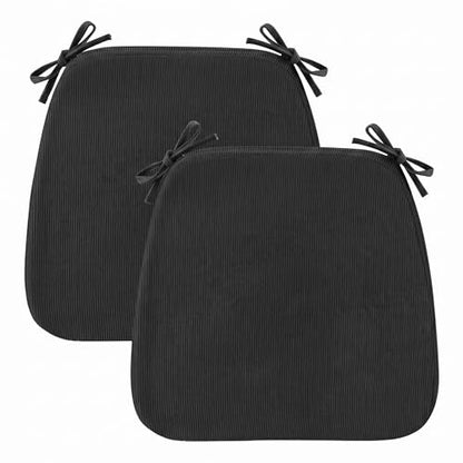 Dining Chair Cushions, Dark Gray, 17"x16", Set of 2 | 2'' Thick Cooling Gel High-Density Foam, Ties and Non-Slip Bottom, Removable Washable Cover, For Dining and Kitchen - color: Dark Gray, size: 2 Count (Pack of 1)