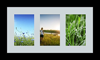 ArtToFrames Collage Photo Frame Single Mat with 3-4x6 Openings with Satin Black Frame and Baby Blue mat. - color: 3 - 4x6 - (2158), size: Baby Blue
