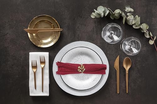 ACCENTHOME Red Set of 6 18x18 inch Cotton Linen Dinner Napkins | Cotton Linen Blend Napkins, Machine Wash On Gentle Cycle, Economy Pack, Multi Purpose Use, Cotton - color: 21 - Red - Lace, size: 18" x 18" (Set of 6)
