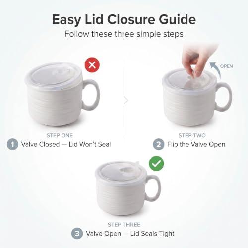 Nihow 35 OZ Large Ceramic Soup Bowl, Matte White, 2 PCS | With Handle and Lid, Microwave & Dishwasher Safe, For Soup, Noodles, Stew, Oatmeal - color: Matte White, size: 35 OZ+35 OZ