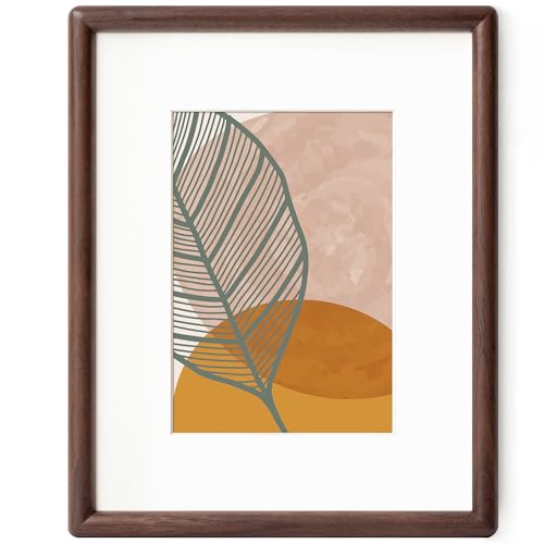 8 x 10 Walnut Frame - Rounded Corner 8x10 Picture Frame Matted to 5x7 - Walnut Wood 8 by 10 Photo Frame with Tempered Glass for Tabletop or Wall Mount Display - color: Walnut, size: 8x10 - 1P