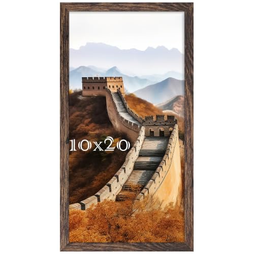 10x20 Picture Frame, Photo Frame for Wall Mounting, Rustic Brown | Fits 10x20 Photos and Posters, Clear Shatterproof Cover, Horizontal or Vertical Wall Mount, Gallery Wall, 1 Pack - color: Rustic Brown, size: 10x20