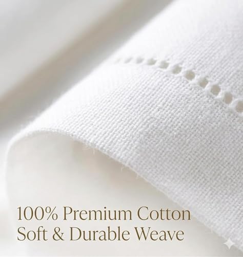 Urban Villa Hemstitch Cloth Dinner Napkins Cotton 20”x20” (Set of 6)-White - color: 002 White - Hemstitch, size: 20" x 20" (Set of 6)