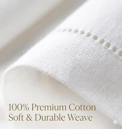 Urban Villa Hemstitch Cloth Dinner Napkins Cotton 20”x20” (Set of 6)-White - color: 002 White - Hemstitch, size: 20" x 20" (Set of 6)