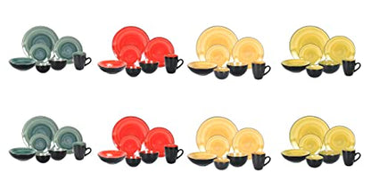 Stoneware Sonoma 56pc Dinnerware Set, Black + Speckled Spin Wash Mixed Colors of Blue, Red, Yellow and Green - color: Mix-B