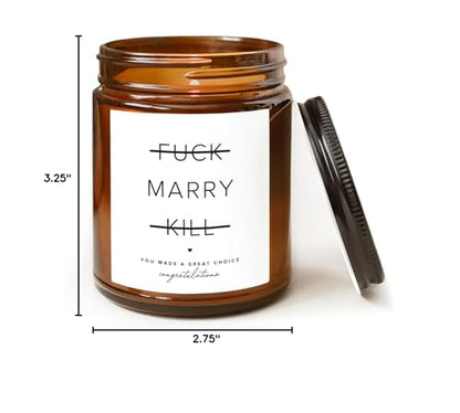 ThreeKin Engagement Candle, Gift for Engaged Couples | Lavender & Lemongrass Soy Wax Blend | 65-Hour Burn Time | Scented Jar for Bridal Showers & Brides to Be - size: 8oz, style: Marry