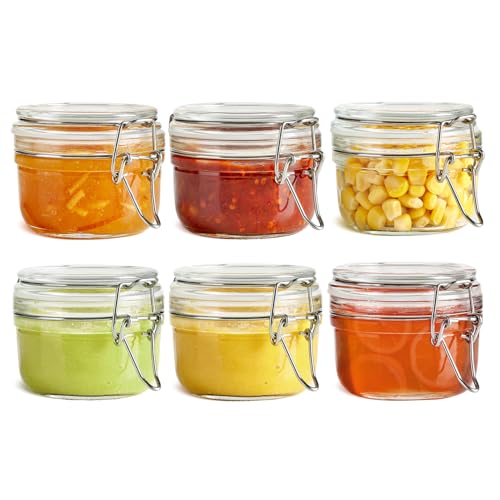 ComSaf Small Mason Glass Jars with Airtight Lids 4 oz 6 Pack Pantry | Herbs honey jam, Spice rack cabinet organization, Kitchen storage, Salt pepper chili, Wedding favors - size: 4oz*6