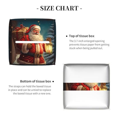 Christmas Santa Claus Tissue Box Cover Square,Merry Christmas Tissue Box Holder Waterproof Leather Facial Paper Organizer Dispenser for Bathroom Home Car Nightstand Vanity Desk - color: Color-25
