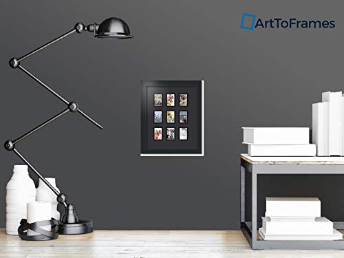 Art to Frames Double-Multimat-78-89/89-FRBW26079 Collage Photo Frame Double Mat with 9-2x3 Openings and Satin Black Frame - color: Black, size: 9 - 2x3