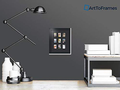 Art to Frames Double-Multimat-78-89/89-FRBW26079 Collage Photo Frame Double Mat with 9-2x3 Openings and Satin Black Frame - color: Black, size: 9 - 2x3