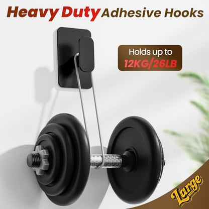 Large Heavy Duty Wall Hooks - 26lb Max, Stainless Steel Adhesive Towel Hooks for Hanging Towel, Coat, Robe, Hat, Sticky Towel Holder for Wall Mount in Bathroom, Shower, Kitchen (Black, 4 Pack) - color: Black-4