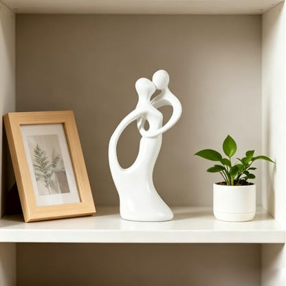 Modern Abstract Couple Statue, Kissing Lovers Sculpture Figurine for Home Decor Living Room Bedroom Bookshelf Office, Gift for Wedding Anniversaries, Love Decor Ornament for Valentines - Style A-White - style: Style A-White