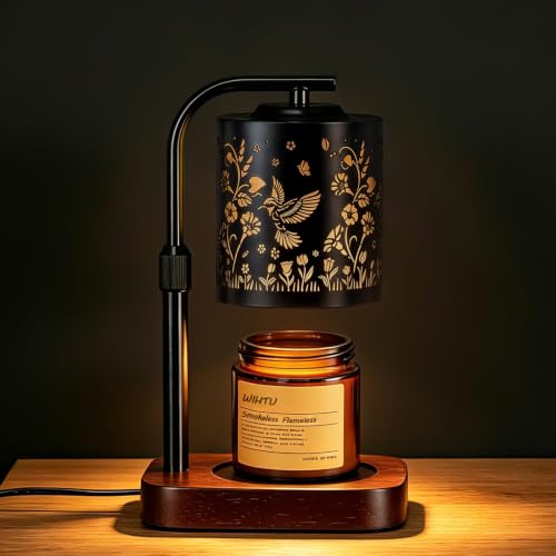 WIHTU Candle Warmer Lamp with Timer & Dimmer Hummingbird for Jar Candles | Metal Electric Wax Melt Warmer, Height Adjustable, Birthday Gift for Women Mom Her, Housewarming Home Decor, Include 2 Bulbs - color: Hummingbird