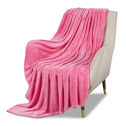 MACEVIA Twin Blanket Flannel Fleece Blankets for Couch, Fuzzy Cozy Lightweight Warm Comfort Super Soft Fluffy Plush Blankets for Bed Sofa 260GSM, Suitable for All Seasons (Pink,60x80inches) - color: Solid-pink, size: Flannel Fleece (60x80 IN)