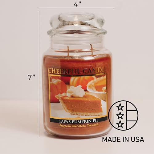 A Cheerful Giver - Papa's Pumpkin Pie Scented Glass Jar Candle (24 oz) with Lid & True to Life Fragrance Made in USA - size: 24oz
