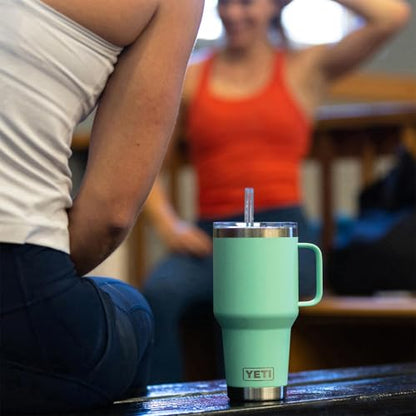 YETI Rambler 35 oz Tumbler with Handle and Straw Lid, Travel Mug Water Tumbler, Vacuum Insulated Cup with Handle, Stainless Steel, Moon Dust - Textured - color: Moon Dust - Textured, style: 35oz