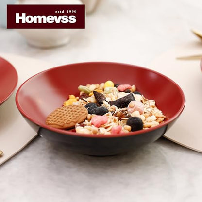 HomeVss Colors Life 16pc Dinnerware Set，Shiny Black and Matte Berry - color: Berry, size: 16pc Set