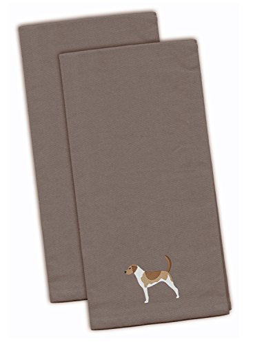 Caroline's Treasures BB3398GYTWE American Foxhound Gray Embroidered Towel Set of 2 Decorative Bathroom Guest Hand Towel for Hand, Face, Tea, Dishcloth, 19 X 25, Grey - color: Grey, style: American Foxhound