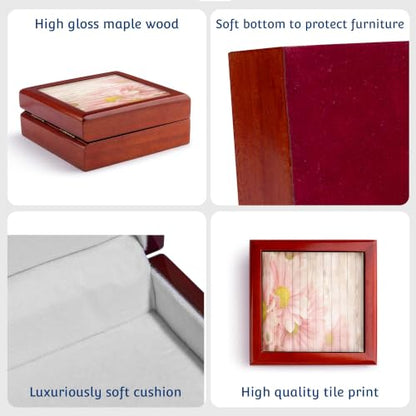 3dRose Image of Huge Daisy Flowers On Weathered Light Tan Planks Jewelry Box 7 x 7 inch with 4 inch tile