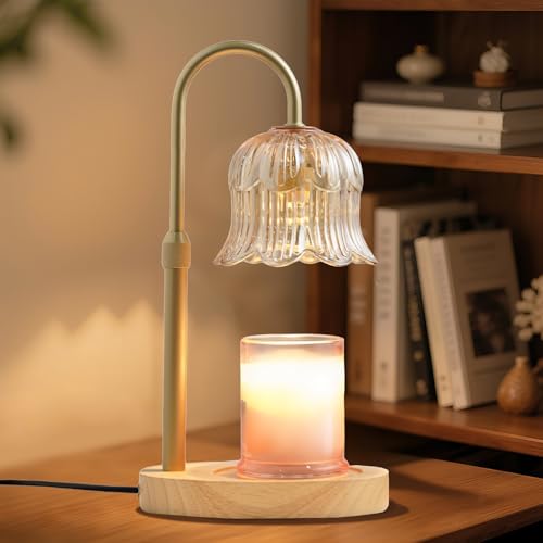 Candle Warmer Lamp with Timer: Adjustable Dimmable Height Adjustable - Flower Amber Shape Wax Lamp Jar Candles Modern Home Decor Table Lights - Bedroom Decor - color: Amber