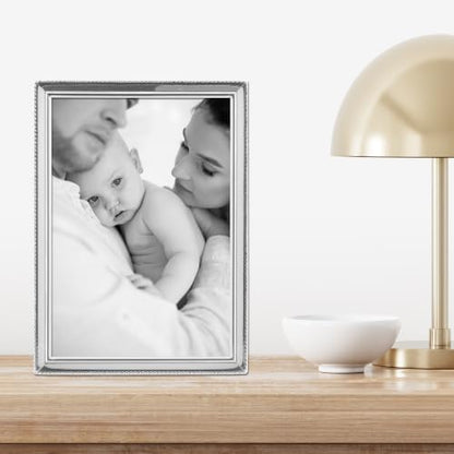 Lawrence Frames 11657 Polished Silver Plate 5x7 Picture Frame - Bead Border Design - color: Silver, size: 5X7
