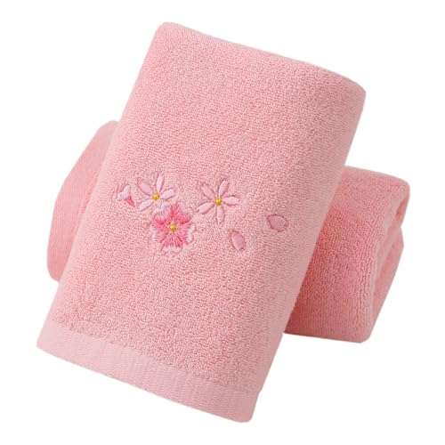Hand Towels Set of 2 Embroidered Floral Pattern 100% Cotton Absorbent Soft Decorative Towel for Bathroom (Cherry Blossom Pink) - color: Cherry Blossom 2 Pink