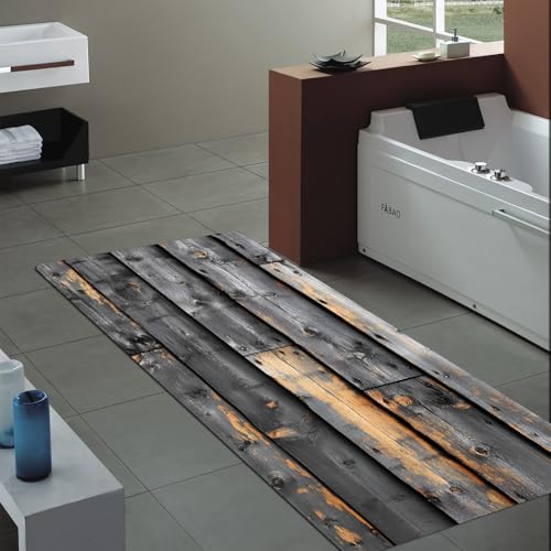 Non-Skid Low Pile Sponge Foam Door Entry Rug for Bathroom Mat | Separate Tub Shower Skid Proof, Home 3D Optical Illusion, Non Slip Bath Mats Welcome Mat, 47 x 17.5 inches - color: Multi16