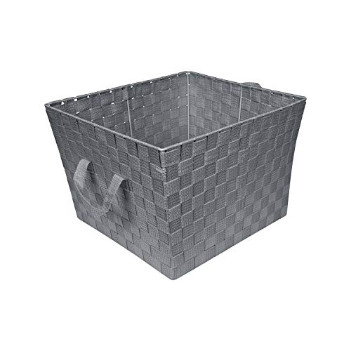 Simplify Large Woven Strap Tote | Decorative Storage Basket | 2 Handles | Organization | Closet | Bedroom | Bathroom | Nursery | Accessories | Toys | Gifts | 1 Pack | Grey - color: Grey, size: 1 Pack, style: Large