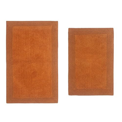 Home Weavers Luxury Collection 100% Cotton Reversible Bathroom Rugs Set, Washable Rug, Extra Soft and Absorbent Bath Rug, Kitchen Mat, 2 Piece Set(S+M), Terracotta - color: Terracotta, size: 2 Piece Set(S+M)
