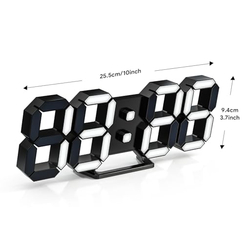 EDUP HOME® 3D LED Desk & Wall Clock with Remote Control, 9.7 Inch, Black | Digital Alarm Clock with Snooze, Temperature Display, Night Light and Auto/Manual Brightness Adjustment - color: Black Led Wall Clock 9.7"