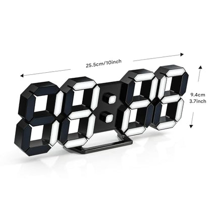 EDUP HOME® 3D LED Desk & Wall Clock with Remote Control, 9.7 Inch, Black | Digital Alarm Clock with Snooze, Temperature Display, Night Light and Auto/Manual Brightness Adjustment - color: Black Led Wall Clock 9.7"