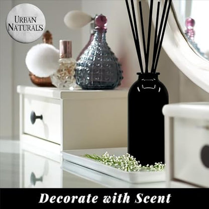 Reed Diffuser Set, Crisp White Linen - Bathroom Shelf Décor - color: Crisp White Linen-black