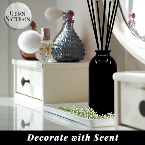Reed Diffuser Set, Crisp White Linen - Bathroom Shelf Décor - color: Crisp White Linen-black