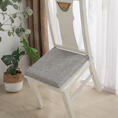 Lifup 4 Pack Chair Cushion Memory Foam Pads, Square Non-Slip Thick Dining Chair Cushions with Ties and Removable Cover for Home Office Restaurant Chair Pads Grey 2 18 x 18 Inch | Memory Foam Pads, Non-Slip, Thick, Removable Cover with Ties, Seat Cushions