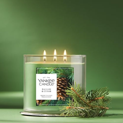 Yankee Candle Balsam and Cedar, Scented Candle, 14.5oz 3-Wick Candle Jar with up to 40 Hours Burn Time, Giftable - color: Balsam & Cedar, size: 14.5oz