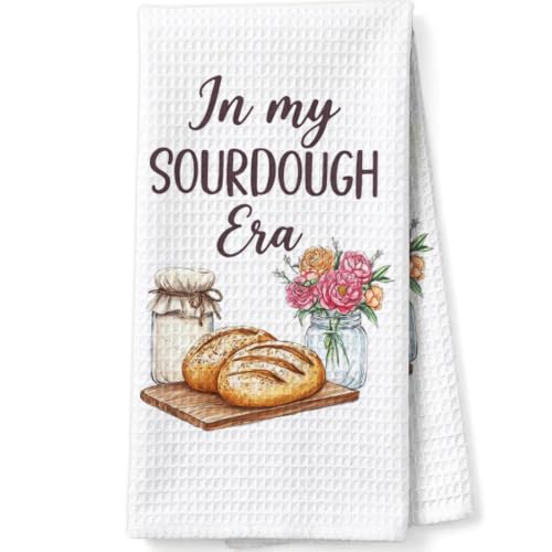 Sourdough Baking Gifts Dish Towels for Women Hostess, in My Sourdough Era Waffle Weave Kitchen Towels for Bread Lover - color: Sourdough