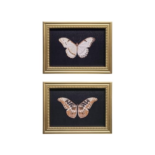 Gatheroad Vintage Gold Framed Wall Art Set of 2, Aesthetic Butterfly & Insect Canvas Prints | Dark Moody Antique Artwork & Home Decor for Bedroom, Bathroom, Kitchen, Living Room, 16x12in - color: Black Butterfly, size: 12X16inch