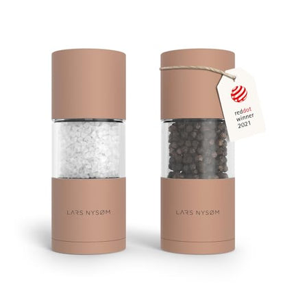 LARS NYSØM Salt and Pepper Grinder Set, Manual Salt and Pepper Mills with Adjustable Ceramic Grinder, Design Spice Shaker Set (Blush Rose) - color: Blush Rose
