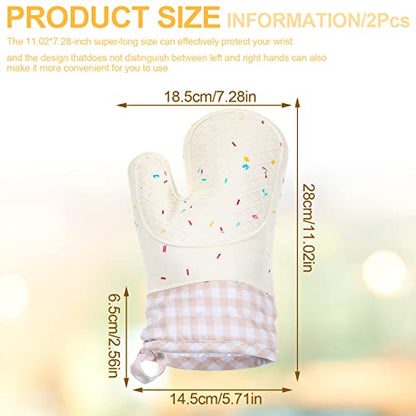 Didaey Set of 2 Silicone Oven Mitts Waterproof Shell Oven Mitts for Kitchen for Heat Resistant 500 Degrees Washable Kitchen Mittens with Cotton Lining for Cooking Baking BBQ Grilling Microwave