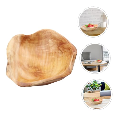 Luxshiny Wood Fruit Bowl Rustic Carved Serving Bowl for Salad Snacks and Fruit 7.95 X 7.08 X 2.36 in Decorative Tray for Dining Room Living Room Kitchen Garden Housewarming Gift