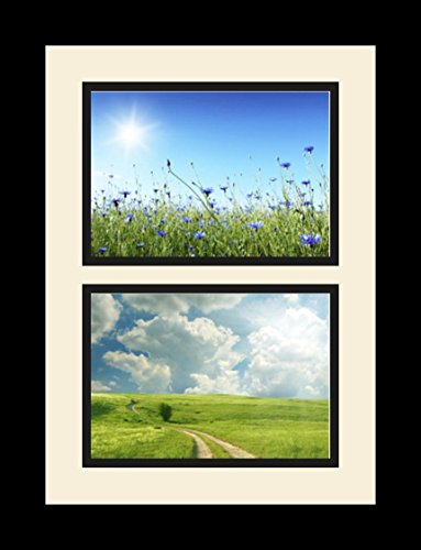 ArtToFrames Collage Photo Frame Single Mat with 2-5x7 Openings and Satin Black Frame. - color: 2 - 5x7 - (2368)